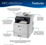Brother Color Laser, Multifunction, All-in-One Printer, MFC-L8610CDW, Wireless Networking, Automatic Duplex Printing, Mobile Printing and Scanning, Dash Replenishment Ready - Image 2